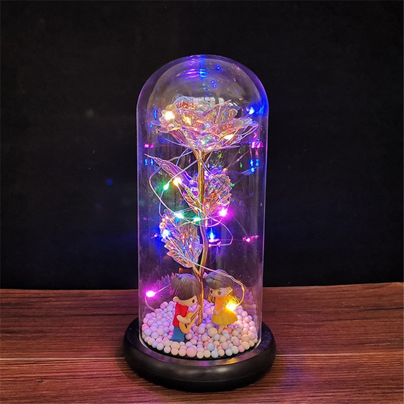 
                  
                    LED Enchanted Rose Eternal Flower with String Lights In Dome for Home Decor
                  
                