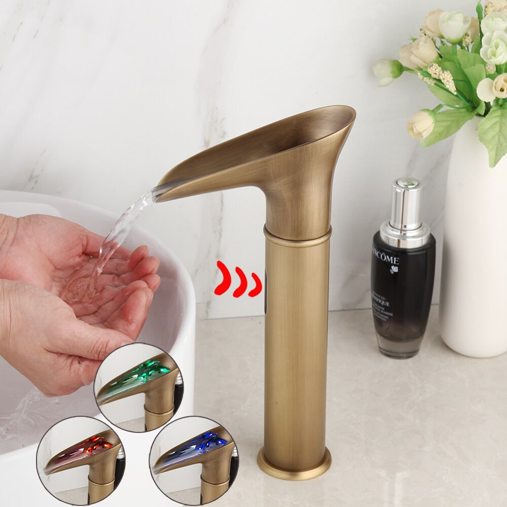 
                  
                    KEMAIDI Automatic Sensor Hand Touch Griffin Bathroom Sink Faucets Solid Brass Basin Sink Mixer Waterfall Faucet
                  
                