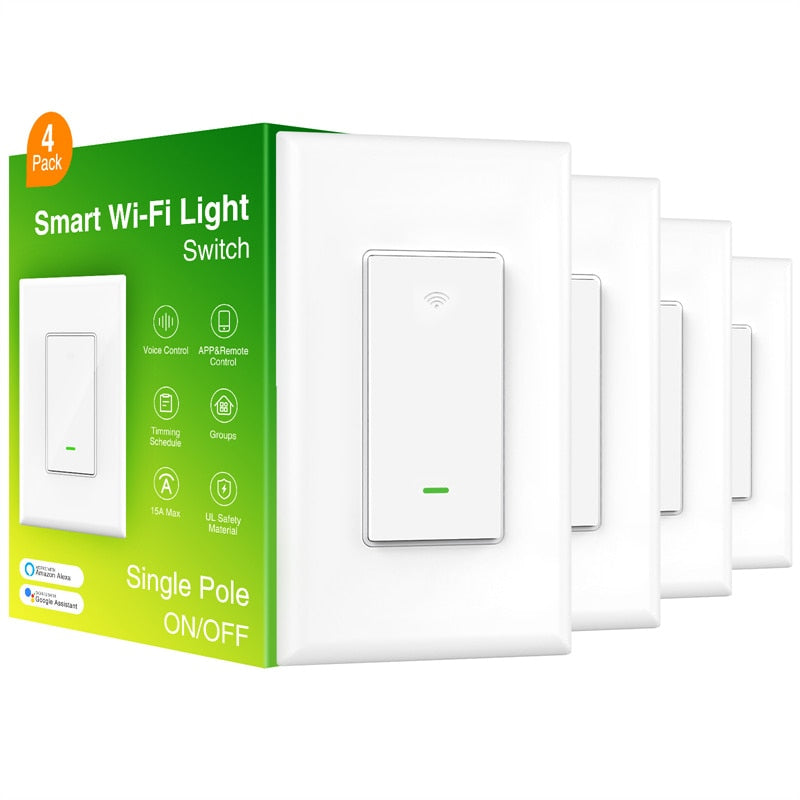 
                  
                    Smart Light Switch ON-OFF In-Wall Single-Pole 15A Compatible with Alexa and Google Home for Voice Control WiFi Smart Switch
                  
                