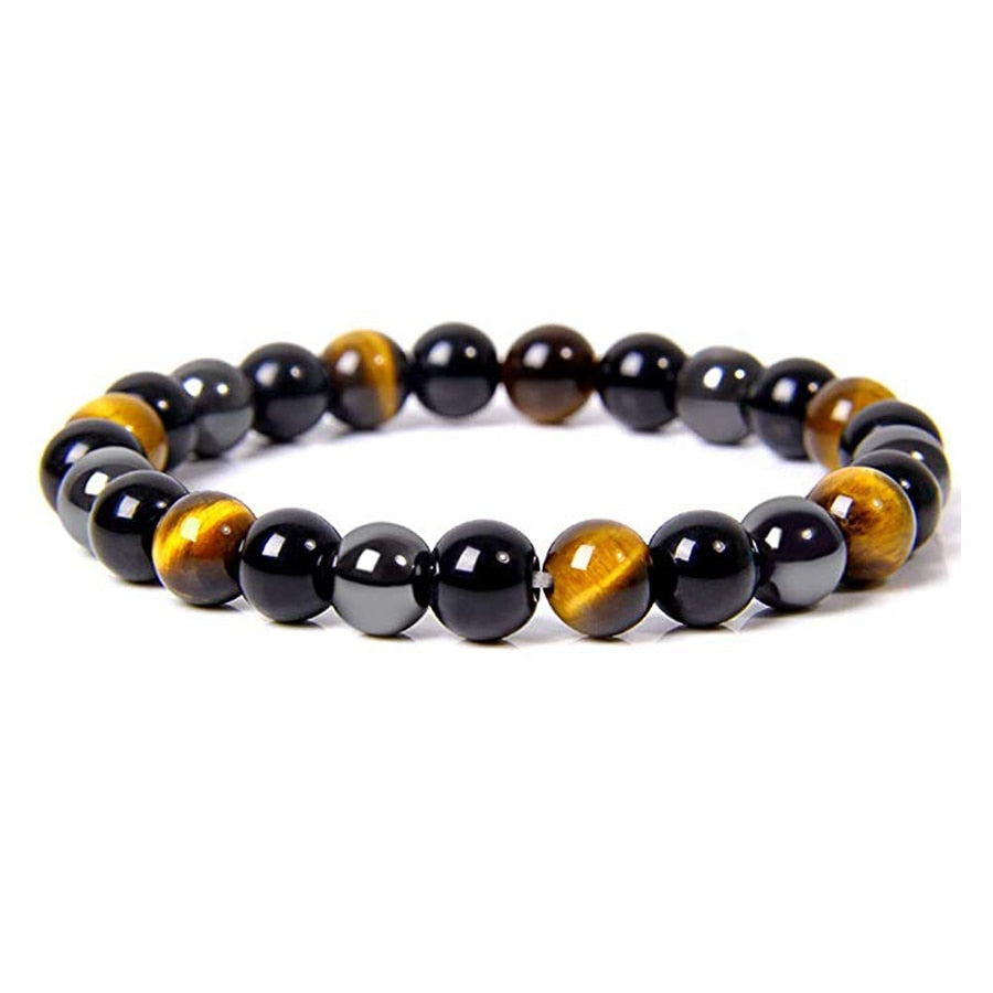 
                  
                    Natural Black Obsidian Hematite Tiger Eye Beads Bracelets Magnetic Health Protection
                  
                