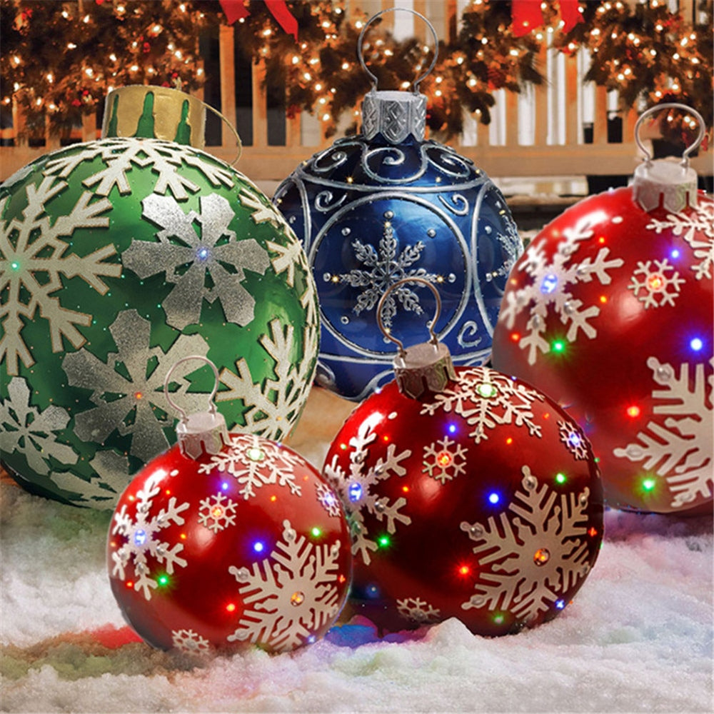 60cm Outdoor Christmas Inflatable Decorated PVC Christmas Balls Outdoor Decor Without Light