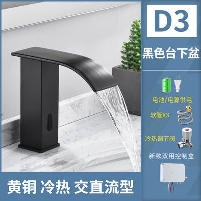 
                  
                    Smart Sensor Waterfall Basin Faucet Automatic Sensor Faucet Hot Cold Water Mixer Deck Mount Bathroom Faucet Battery Power
                  
                