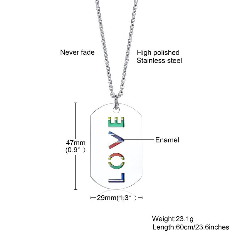 
                  
                    Vnox LOVE Rainbow Necklace Stainless Steel LGBTQ Pendant
                  
                