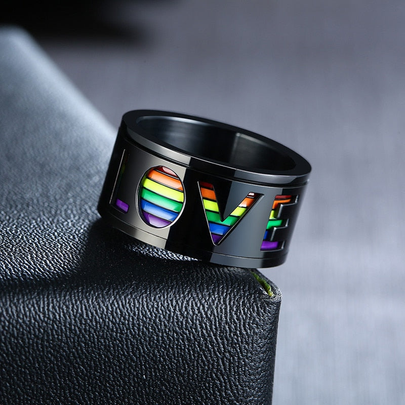 
                  
                    LOVE Enamel Rainbow Stainless Steel LGBT Pride Band Ring
                  
                