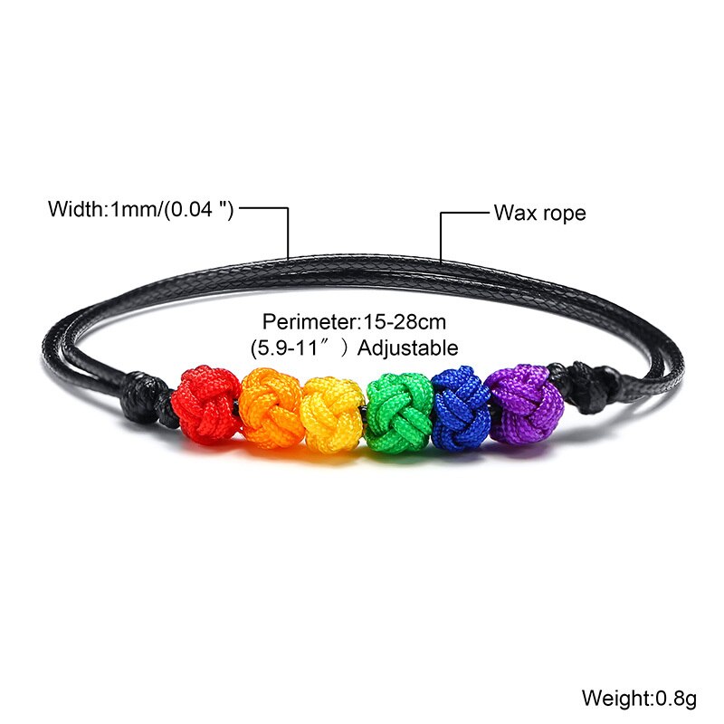 
                  
                    Vnox LGBT Rainbow Beads Handmade Braided Rope Chain Wristband
                  
                