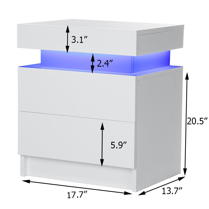 
                  
                    Modern RGB LED Night Table with 2 Drawers Home Bedroom Furniture Nightstands
                  
                