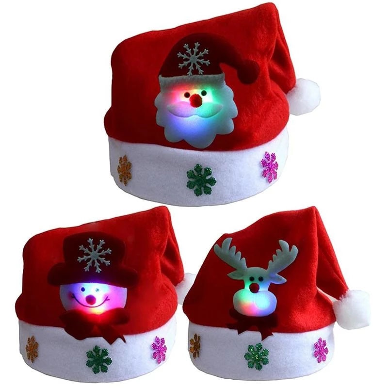 LED Christmas Light-Up Hats Holiday Accessories