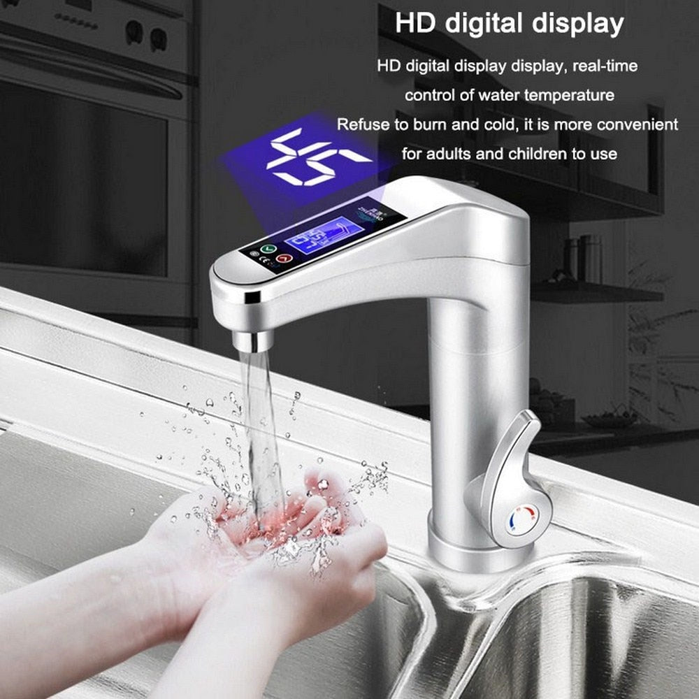 Electric Kitchen Water Heater Tap Instant Faucet LCD Display Water Heating Instantaneous Faucet