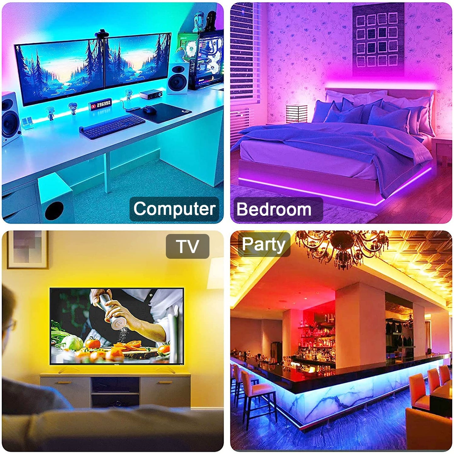 
                  
                    RGB 5050 LED Strip Light Bluetooth App Control TV Backlight Room Decor
                  
                