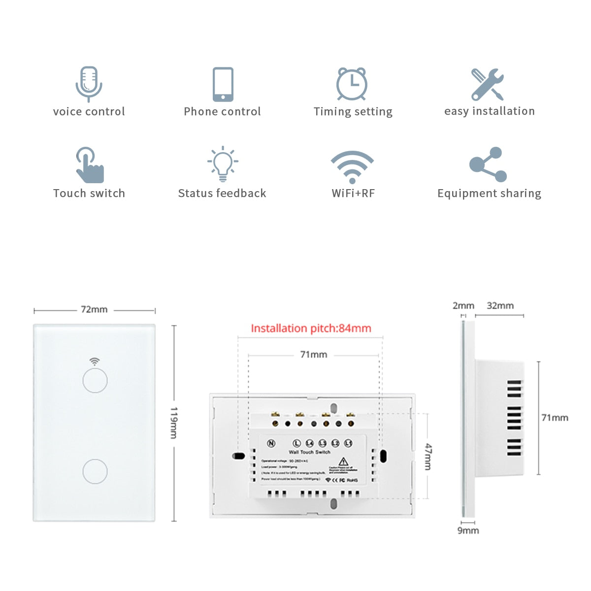 
                  
                    Tuya Smart Life Home House WiFi Wireless Remote Wall Switch Voice Control Touch Sensor LED Light Switch Alexa Google Home
                  
                