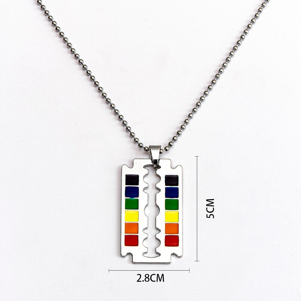 
                  
                    Rainbow Razor Design Pendant Necklace LGBT Necklaces
                  
                