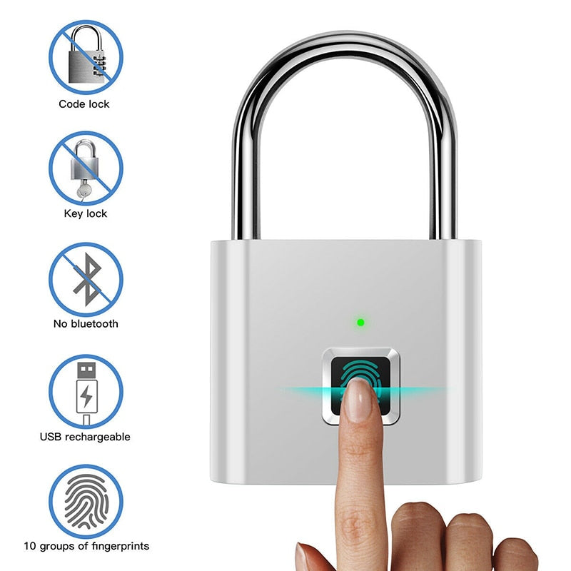 
                  
                    Black USB Rechargeable Door Smart Lock Fingerprint Padlock Quick Unlock High Identify Security Lock
                  
                