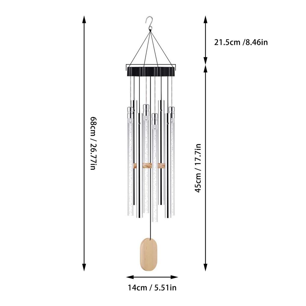 
                  
                    Solar Wind Chime Light Outdoor Garden Patio Light Silver Aluminum Tubes Wooden Pendant
                  
                