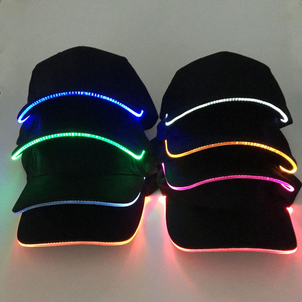 LED Light-Up Baseball Caps Glowing in the Dark Luminous Adjustable Hats