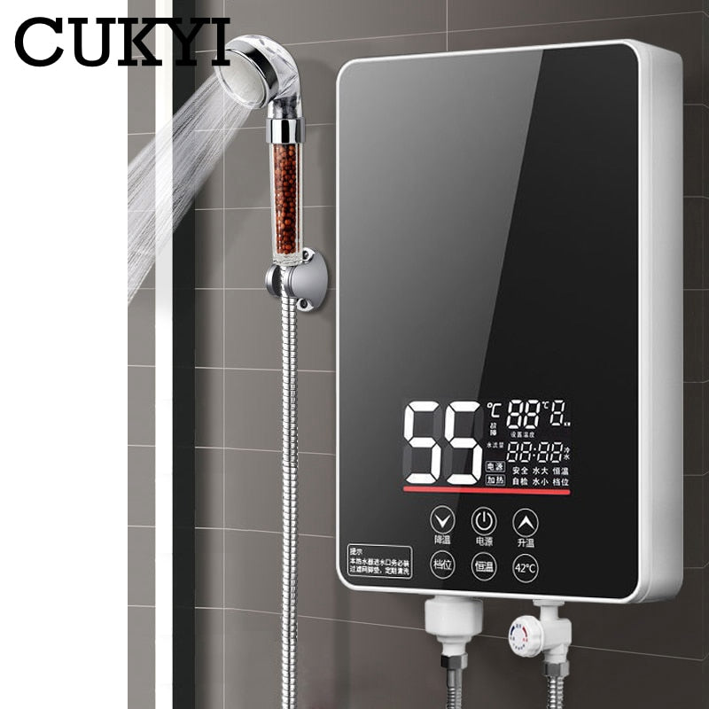 CUKYI Electric Tankless Water Heater 6000W Instant Heating Constant Temperature Household Bathroom Shower Energy-Saving Heater