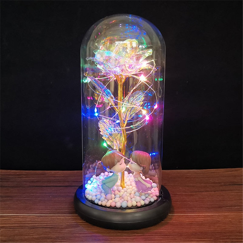 
                  
                    LED Enchanted Rose Eternal Flower with String Lights In Dome for Home Decor
                  
                