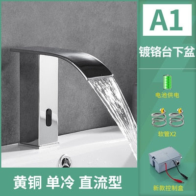 
                  
                    Smart Sensor Waterfall Basin Faucet Automatic Sensor Faucet Hot Cold Water Mixer Deck Mount Bathroom Faucet Battery Power
                  
                