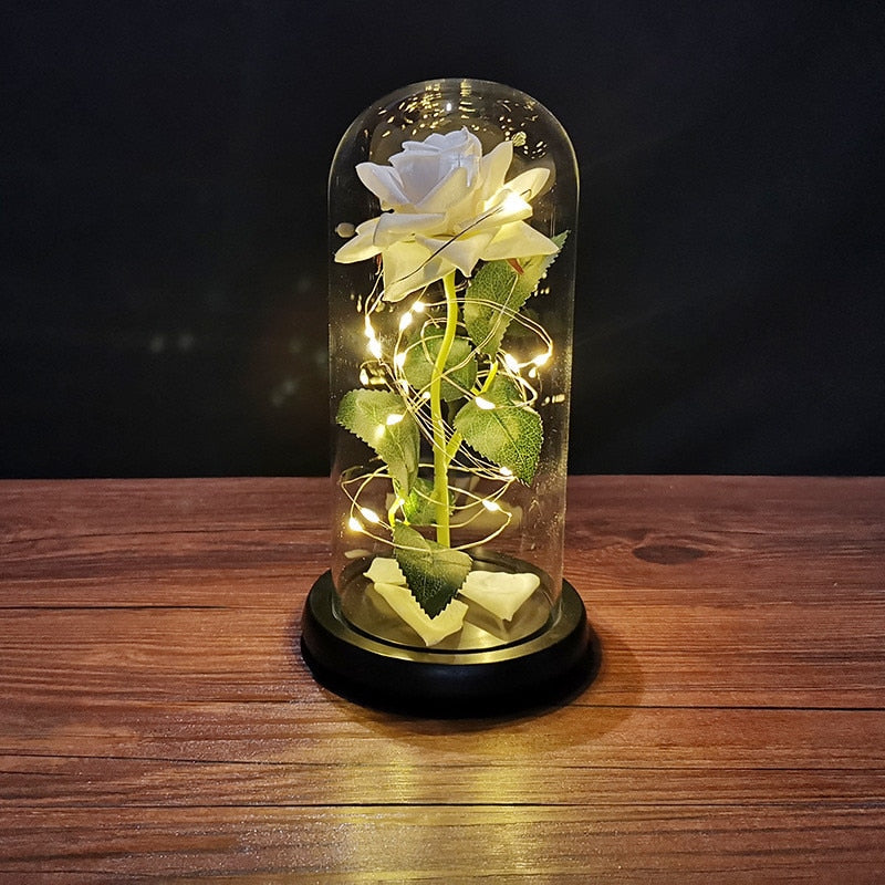 
                  
                    LED Enchanted Rose Eternal Flower with String Lights In Dome for Home Decor
                  
                