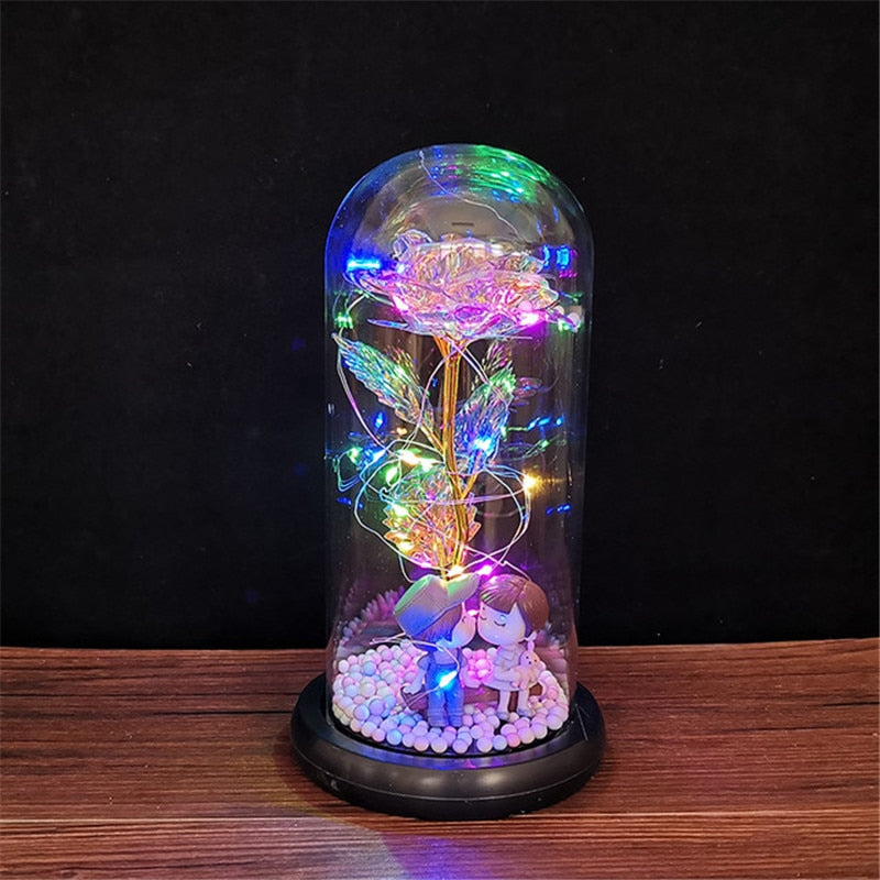 
                  
                    LED Enchanted Rose Eternal Flower with String Lights In Dome for Home Decor
                  
                