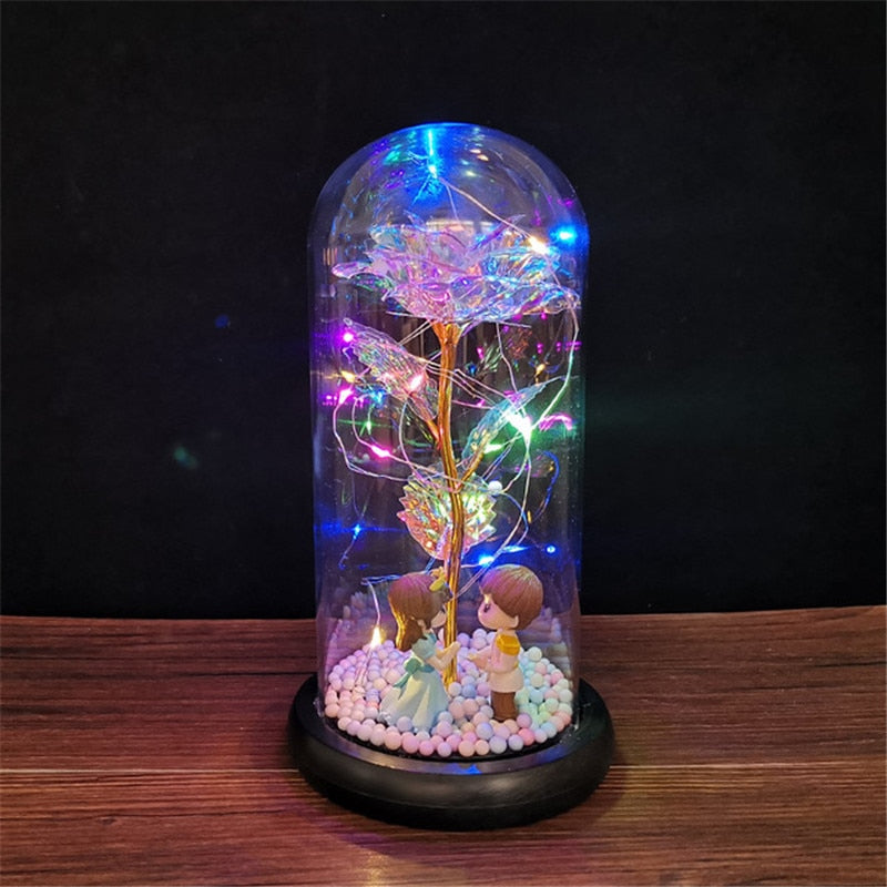 
                  
                    LED Enchanted Rose Eternal Flower with String Lights In Dome for Home Decor
                  
                