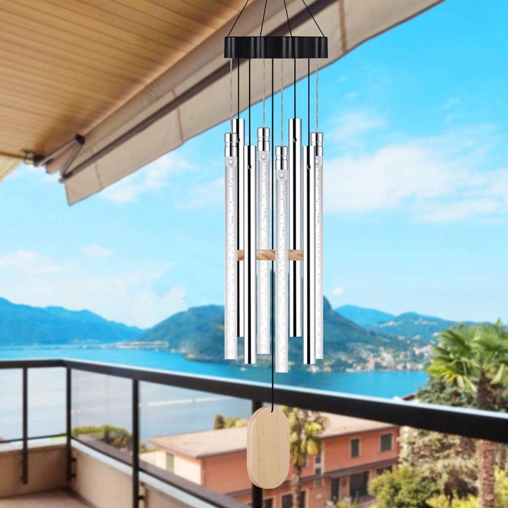 
                  
                    Solar Wind Chime Light Outdoor Garden Patio Light Silver Aluminum Tubes Wooden Pendant
                  
                