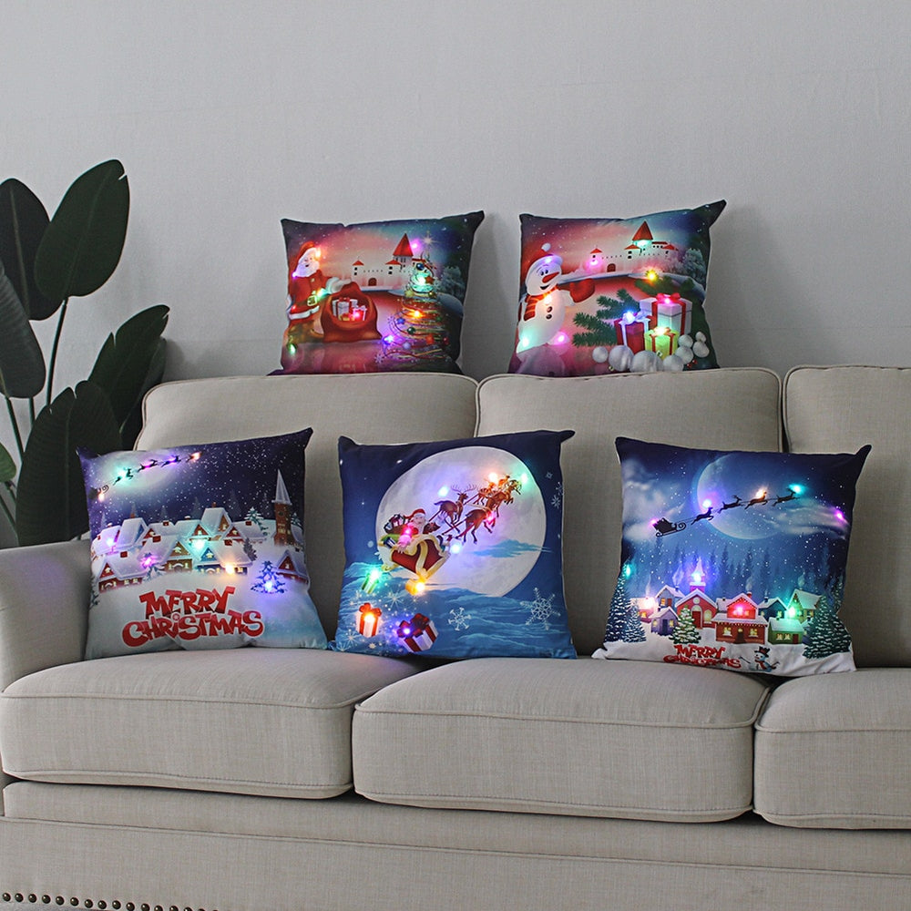 Holiday Pillowcase Cover LED Light Holiday Decor for Home