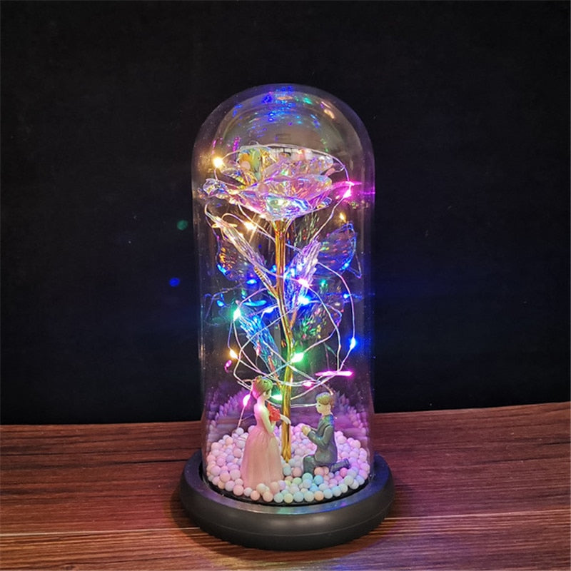 
                  
                    LED Enchanted Rose Eternal Flower with String Lights In Dome for Home Decor
                  
                