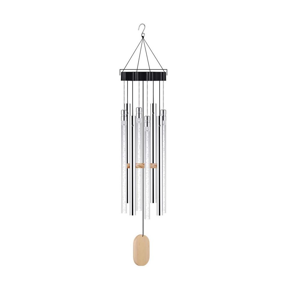 
                  
                    Solar Wind Chime Light Outdoor Garden Patio Light Silver Aluminum Tubes Wooden Pendant
                  
                