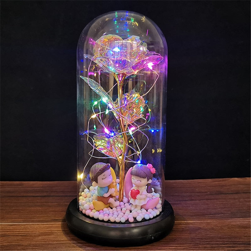 
                  
                    LED Enchanted Rose Eternal Flower with String Lights In Dome for Home Decor
                  
                