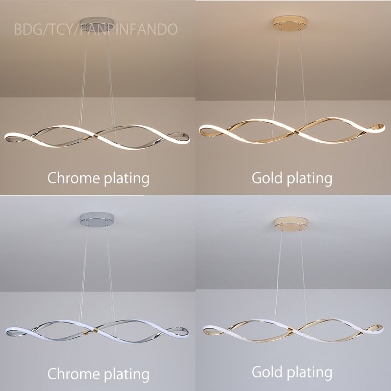 
                  
                    Modern Hanging Light Fixture Gold Chrome Color Pendant Dimmable
                  
                