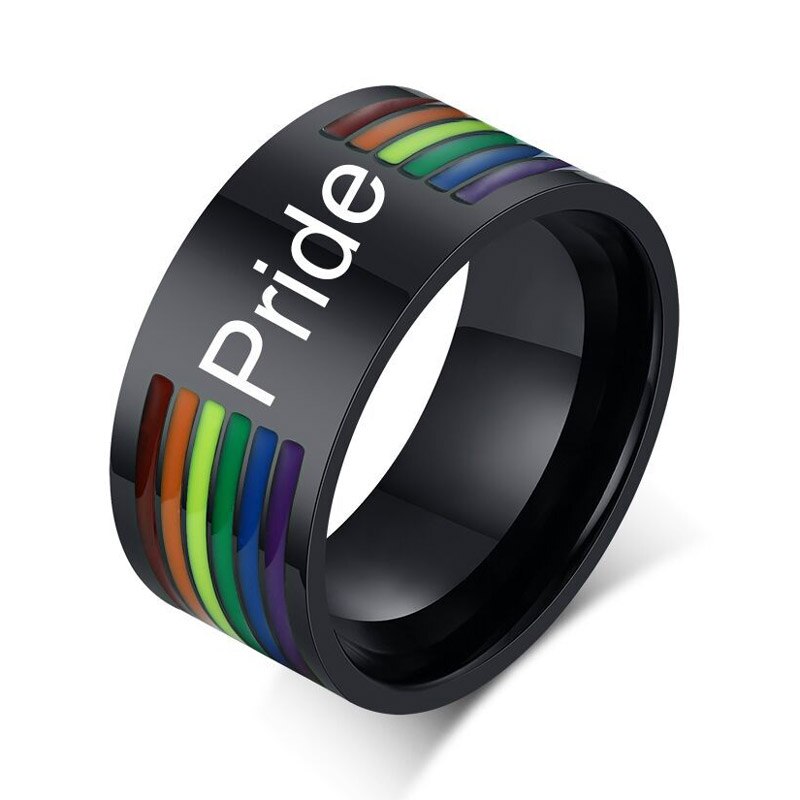 LOVE Enamel Rainbow Stainless Steel LGBT Pride Band Ring