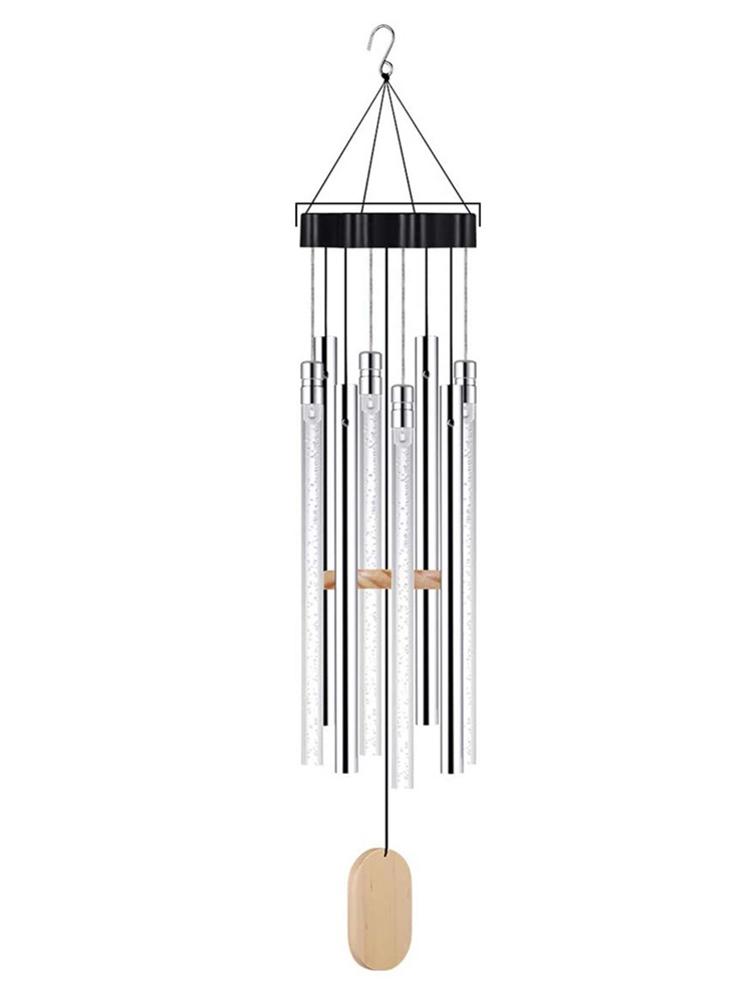 
                  
                    Solar Wind Chime Light Outdoor Garden Patio Light Silver Aluminum Tubes Wooden Pendant
                  
                