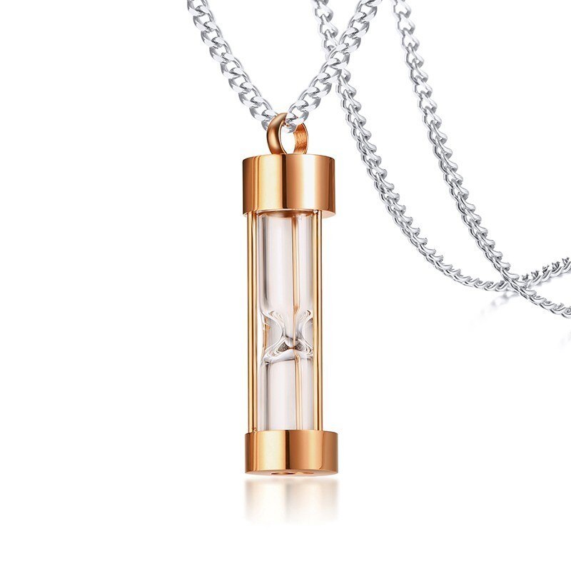 
                  
                    Funnel Openable Glass Vial Necklace Stainless Steel Urn Hourglass Memorial Ash Keepsake Pendants
                  
                