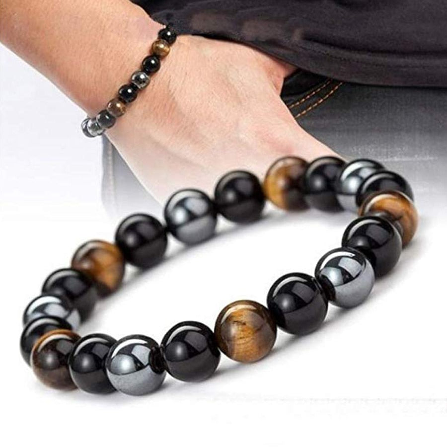 
                  
                    Natural Black Obsidian Hematite Tiger Eye Beads Bracelets Magnetic Health Protection
                  
                