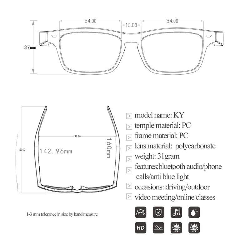 
                  
                    Smart Glasses Wireless Bluetooth 5.0 Hands-Free Calling Music Sunglasses
                  
                