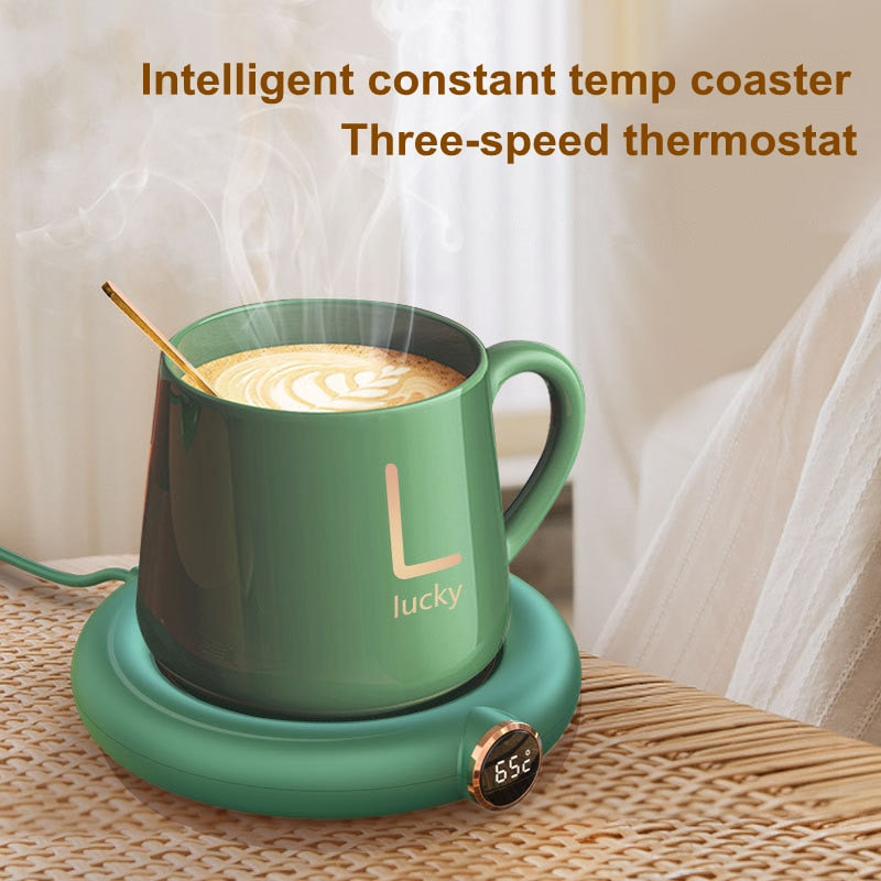 Cup Warmer Heating Pad USB DC 5V Constant Temperature Coaster 3 Gear Digital Display Timing Heater