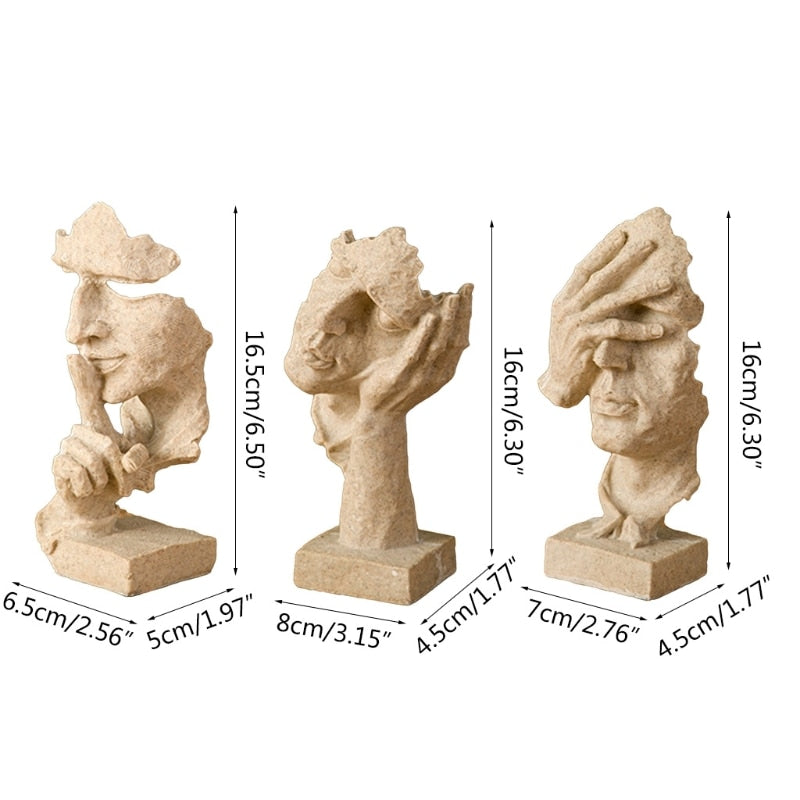 
                  
                    3 Pcs Set Statue Abstract Resin Sculpture Miniature Figurines Face Character Home Decor
                  
                