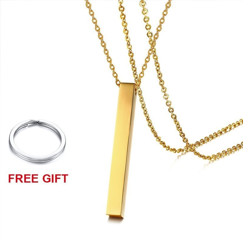 
                  
                    Vnox Personalized Necklace Vertical Bar Cylindrical Stainless Steel Pendant Link Chain
                  
                