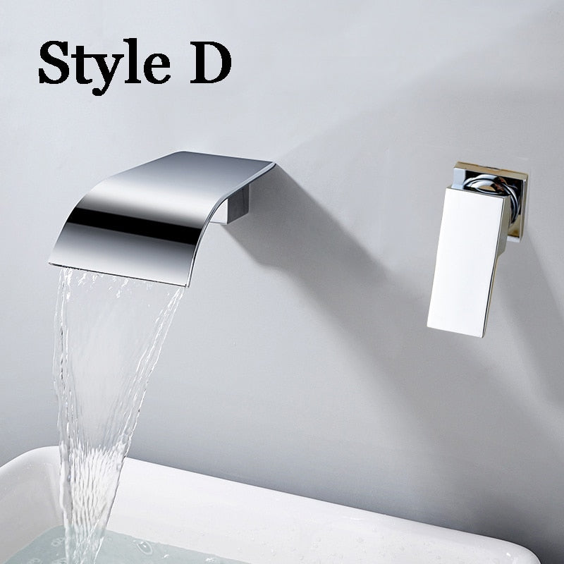 
                  
                    Bathroom Wall Mounted Waterfall Basin Sink Faucets Chrome Polished Mixer Tap Hot and Cold Water
                  
                