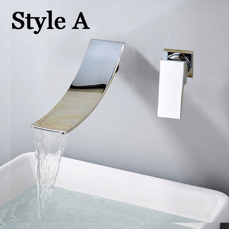 
                  
                    Bathroom Wall Mounted Waterfall Basin Sink Faucets Chrome Polished Mixer Tap Hot and Cold Water
                  
                