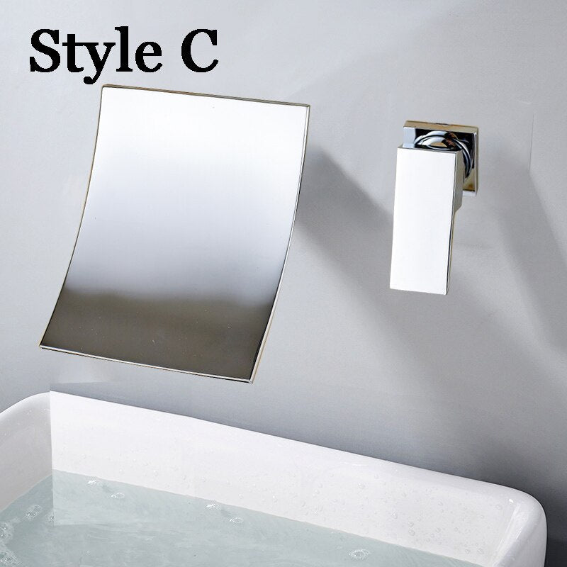 
                  
                    Bathroom Wall Mounted Waterfall Basin Sink Faucets Chrome Polished Mixer Tap Hot and Cold Water
                  
                