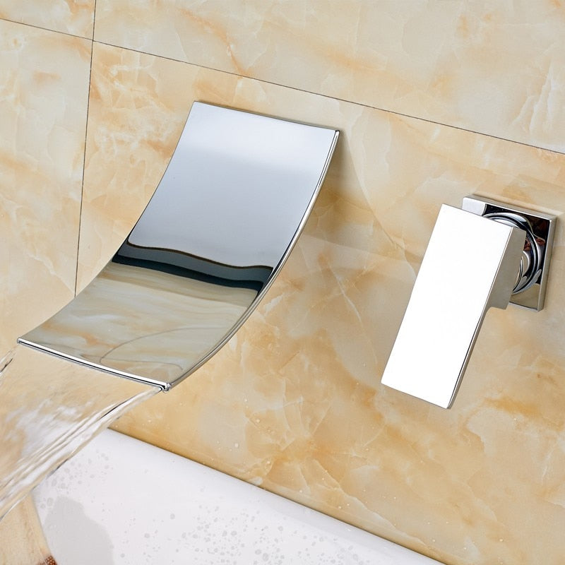 
                  
                    Bathroom Wall Mounted Waterfall Basin Sink Faucets Chrome Polished Mixer Tap Hot and Cold Water
                  
                