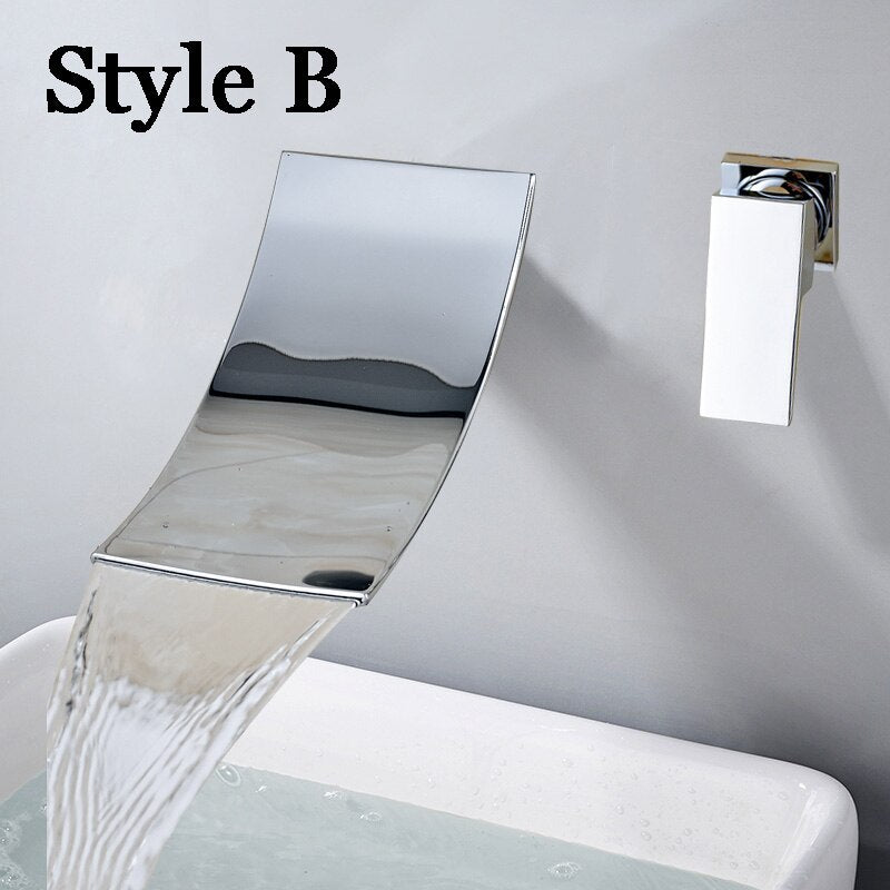 
                  
                    Bathroom Wall Mounted Waterfall Basin Sink Faucets Chrome Polished Mixer Tap Hot and Cold Water
                  
                