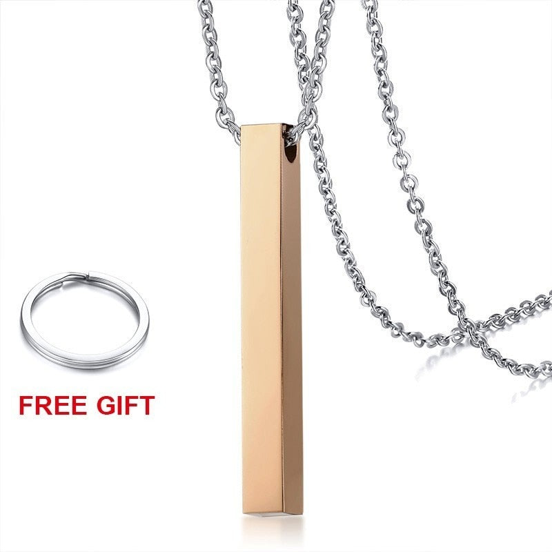 
                  
                    Vnox Personalized Necklace Vertical Bar Cylindrical Stainless Steel Pendant Link Chain
                  
                