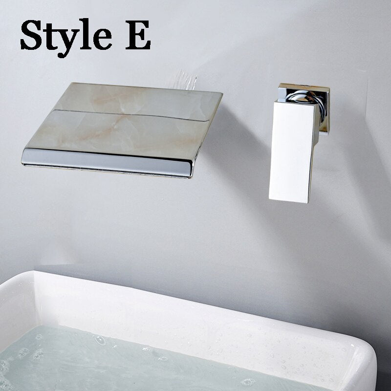 
                  
                    Bathroom Wall Mounted Waterfall Basin Sink Faucets Chrome Polished Mixer Tap Hot and Cold Water
                  
                