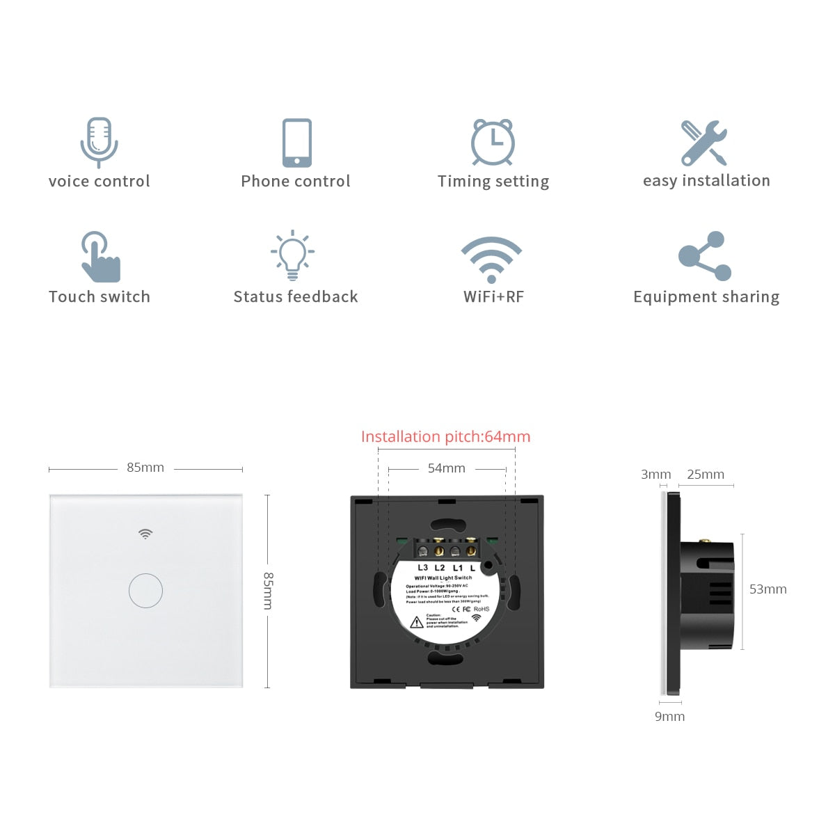 
                  
                    Tuya Smart Life Home House WiFi Wireless Remote Wall Switch Voice Control Touch Sensor LED Light Switch Alexa Google Home
                  
                