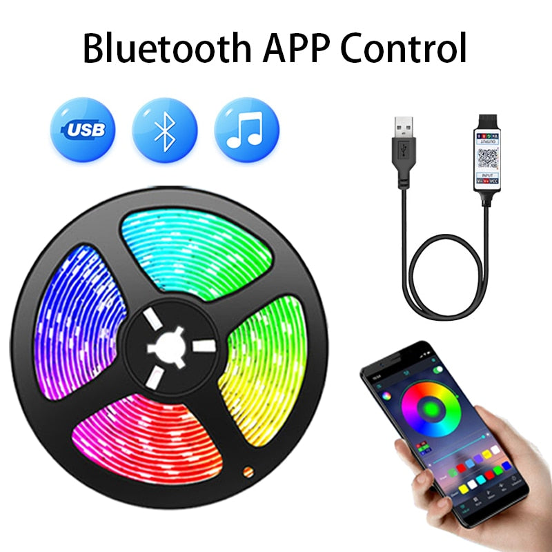 
                  
                    RGB 5050 LED Strip Light Bluetooth App Control TV Backlight Room Decor
                  
                