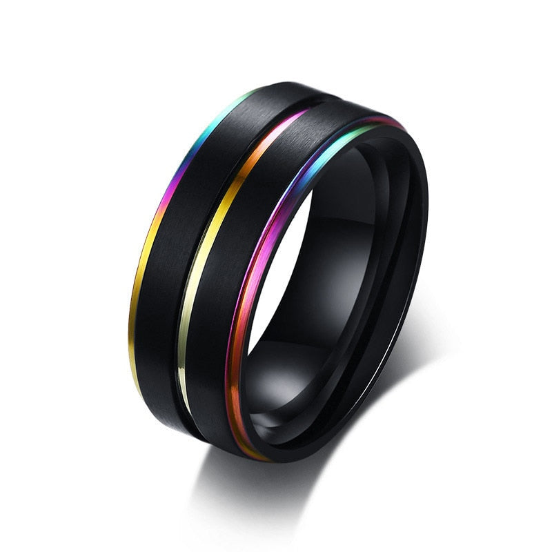 LOVE Enamel Rainbow Stainless Steel LGBT Pride Band Ring