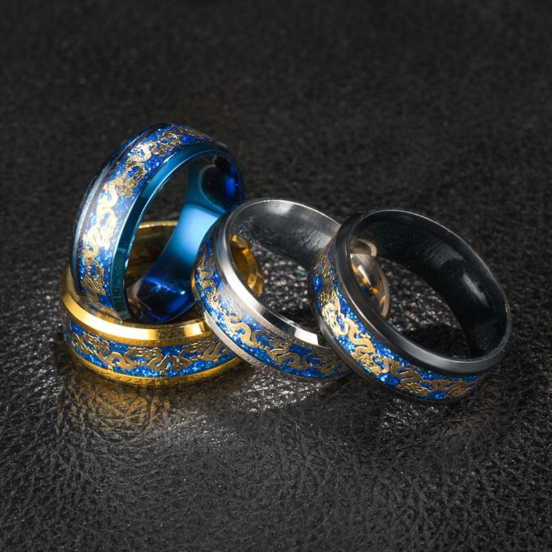 Dragon Blue Black Snake Rings