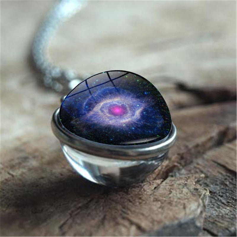 
                  
                    Galaxy Planet Universe Solar System Moon Earth Sun Necklace Double Sided Glass Ball Pendant Chain Necklace
                  
                